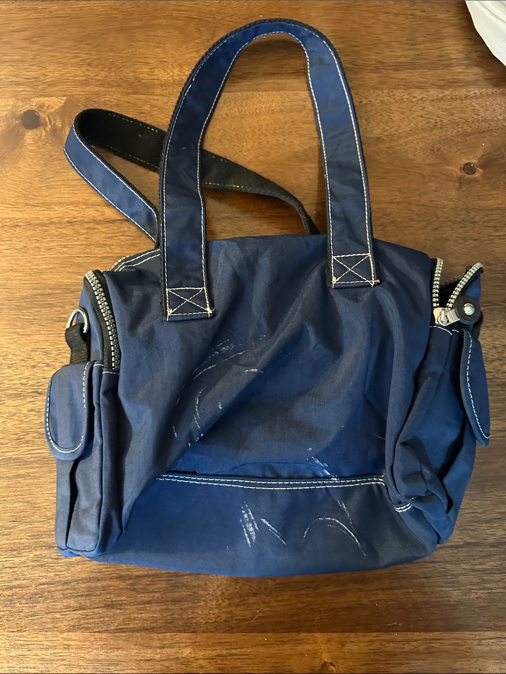 Kipling Navy Blue Nylon Messenger Bag with Yellow Logo - Picture 2 of 7